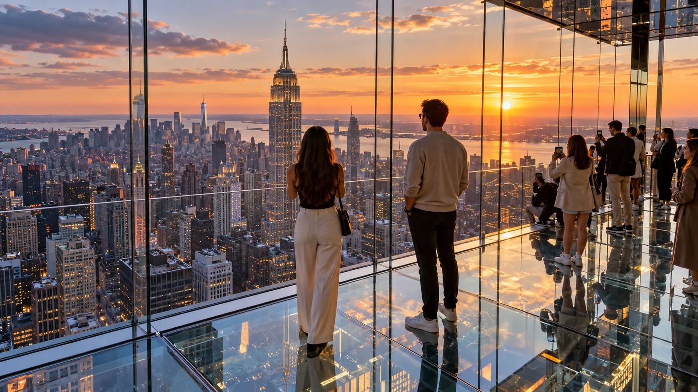 Sunset views from a New York City skydeck