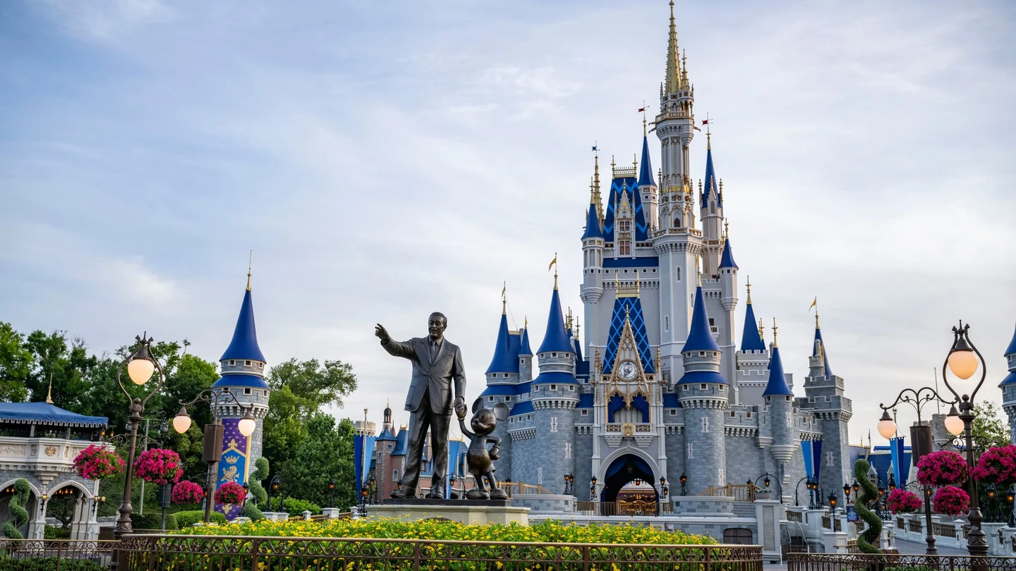 Wide view of Cinderella Castle at Magic Kingdom in Florida
