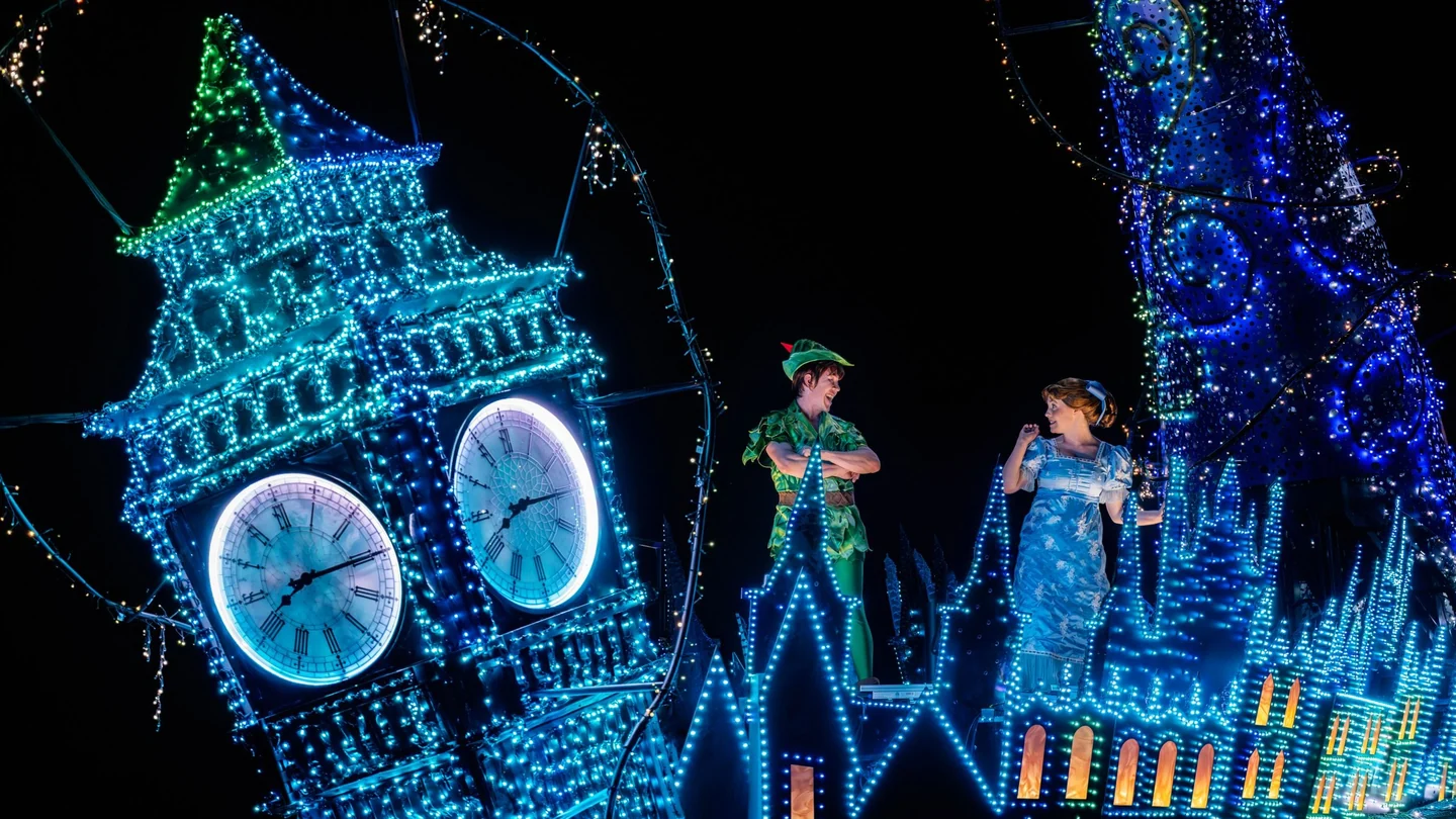 Illuminated Disney parade float at Magic Kingdom